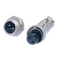 Разъем GX12 (M12) 2 контакта, розетка на кабель + вилка на блок, комплект AC-M12-2