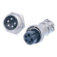 Разъем GX16 (M16) 5 контактов, розетка на кабель + вилка на блок, комплект AC-M16-5