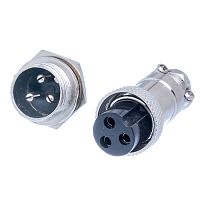 Разъем GX16 (M16) 3 контакта, розетка на кабель + вилка на блок, комплект AC-M16-3