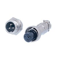 Разъем GX12 (M12) 3 контакта, розетка на кабель + вилка на блок, комплект AC-M12-3