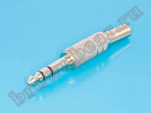 Разъём Jack 1/4" стерео штекер 6.35мм, металлический корпус AUD-22 фото 6