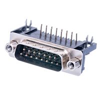 Разъем D-SUB 15 контактов, вилка на плату, прямой угол  9.4мм DRB-15MB