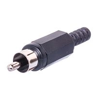 Разъем RCA-тюльпан, вилка на кабель, черный (кратно 50 шт.) RPC-1-B